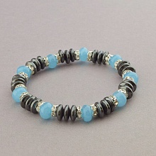 картинка Браслет металлический из Кварца, Гематита, без замка 'SUNSTONES' 17 см от магазина Wolves