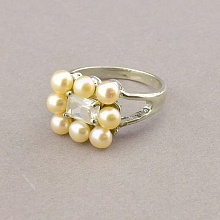 картинка Кольцо Жемчуг Фианит (родий) от магазина Wolves