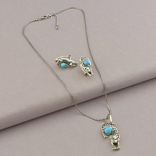 картинка Подвеска+Серьги Бирюза Фианит 47 см от магазина Wolves