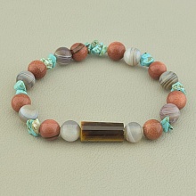 картинка Браслет на резинке из тигрового глаза, бирюзы и агата от магазина Wolves