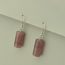 картинка Серьги Клубничный кварц 40х10 от магазина Wolves