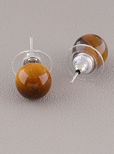 картинка Серьги Тигровый глаз 10 мм (Бижутерный сплав) от магазина Wolves