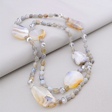 картинка Бусы Агат Лабрадор Чешский хрусталь 94 см от магазина Wolves