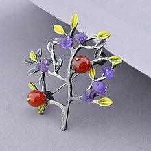 картинка Брошь Аметист Сердолик 55х50мм от магазина Wolves