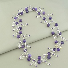 картинка Бусы Аметист Горный хрусталь 130 см от магазина Wolves