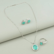 картинка Набор Подвеска+Кольцо+Серьги Фианит 45 см (родий) от магазина Wolves