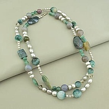 картинка Бусы Яшма Жемчуг Чешский хрусталь 108 см от магазина Wolves