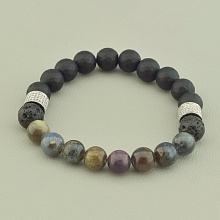 картинка Браслет 'SUNSTONES' Сапфир Лава Шунгит 18 см от магазина Wolves
