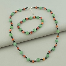 картинка Бусы+Браслет 'SUNSTONES' Нефрит Серебро(925) 48 см от магазина Wolves