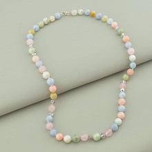 картинка Бусы из морганита, чешского хрусталя, со вставками из серебра (925) от магазина Wolves