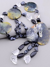 картинка Бусы Яшма Обсидиан Горный хрусталь 65 см от магазина Wolves