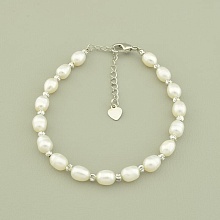 картинка Браслет Жемчуг 17 см (родий) от магазина Wolves