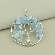 картинка Кулон Дерево Жизни с аквамарином 60x50 мм от магазина Wolves