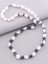 картинка Бусы 'SUNSTONES' Розовый кварц Гематит 55 см от магазина Wolves