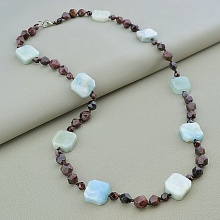 картинка Бусы 'SUNSTONES' Гранат Аквамарин 66 см от магазина Wolves