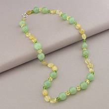 картинка Бусы 'SUNSTONES' Нефрит Цитрин Чешский хрусталь 58 см от магазина Wolves