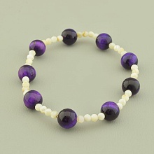 картинка Браслет 'SUNSTONES' Кошачий глаз Перламутр 22 см от магазина Wolves