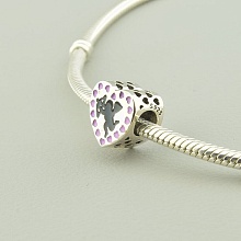 картинка Шарм розовый серебряный (925) с эмалью Pandora style от магазина Wolves