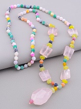 картинка Бусы Агат Розовый кварц 80 см от магазина Wolves