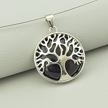 картинка Кулон Дерево Жизни с чёрным агатом 30x25 мм от магазина Wolves