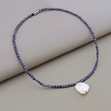 картинка Подвеска 'SUNSTONES' Сапфир Сталь 38 см от магазина Wolves