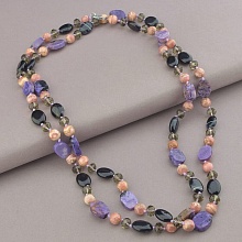 картинка Бусы 'SUNSTONES' Родохрозит Чароит Агат 120 см от магазина Wolves