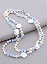 картинка Бусы 'SUNSTONES' Жемчуг Аквамарин 90 см от магазина Wolves