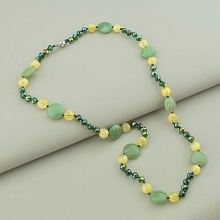 картинка Бусы 'SUNSTONES' Нефрит Цитрин Чешский хрусталь 56 см от магазина Wolves