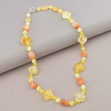 картинка Бусы 'SUNSTONES' Цитрин Сердолик Волосатик 50 см от магазина Wolves