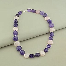 картинка Бусы 'SUNSTONES' Розовый кварц Аметист 46 см от магазина Wolves