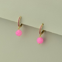 картинка Серьги медные, позолоченные, с агатом, розовые от магазина Wolves