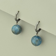 картинка Серьги из апатита, бирюзовые, хромированные, на кольцах 'SUNSTONES' от магазина Wolves