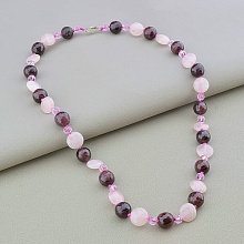 картинка Бусы 'SUNSTONES' Гранат Розовый кварц Чешский хрусталь 52 см от магазина Wolves