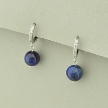 картинка Серьги 'SUNSTONES' Кошачий глаз  (родий) от магазина Wolves