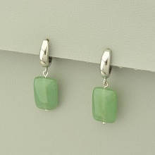 картинка Серьги 'SUNSTONES' Нефрит  (родий) от магазина Wolves