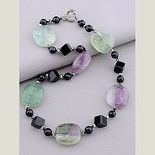 картинка Бусы Флюорит Агат Чешский хрусталь 46 см от магазина Wolves