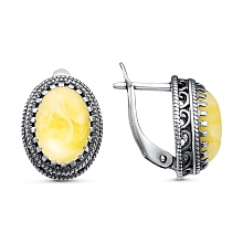 картинка Серьги с янтарем, серебрением 3437096Яж от магазина Wolves