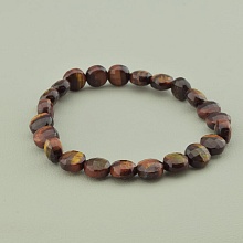 картинка Браслет из Бычьего глаза, Тигрового глаза, бордовые, на резинке 'SUNSTONES' 18 см от магазина Wolves