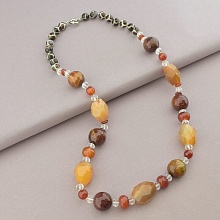 картинка Бусы Агат Сердолик Чешский хрусталь 70 см от магазина Wolves