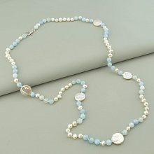 картинка Бусы 'SUNSTONES' Аквамарин Жемчуг 85 см от магазина Wolves