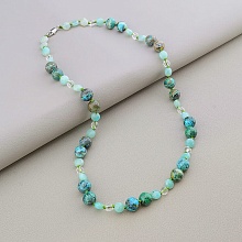 картинка Бусы 'SUNSTONES' Хризоколла Амазонит Горный хрусталь 55 см от магазина Wolves
