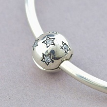 картинка Клипса серебряная, хрустальная с фианитом 'Pandora style' от магазина Wolves