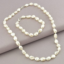 картинка Бусы+Браслет 'SUNSTONES' Жемчуг Серебро(925) 47 см от магазина Wolves