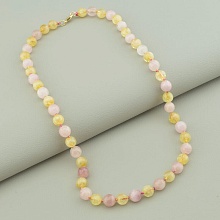 картинка Бусы 'SUNSTONES' Розовый кварц Волосатик 45 см от магазина Wolves