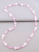 картинка Бусы 'SUNSTONES' Розовый кварц Чешский хрусталь 75 см от магазина Wolves