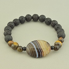 картинка Браслет 'SUNSTONES' Лава Агат Тигровый глаз 17 см от магазина Wolves
