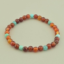 картинка Браслет коричневый из Агата, Амазонита на резинке 'SUNSTONES' 19 см от магазина Wolves