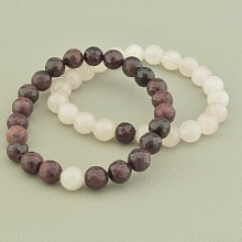 картинка Браслет 'SUNSTONES' Розовый кварц Гранат 18 см от магазина Wolves