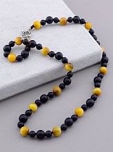 картинка Бусы 'SUNSTONES' Кошачий глаз Шунгит 50 см от магазина Wolves