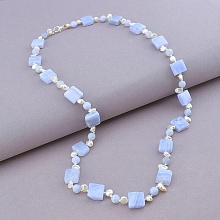 картинка Бусы 'SUNSTONES' Сапфирин Жемчуг 60 см от магазина Wolves